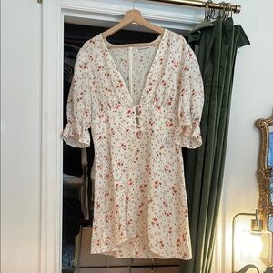 Reformation Cream Floral Dress